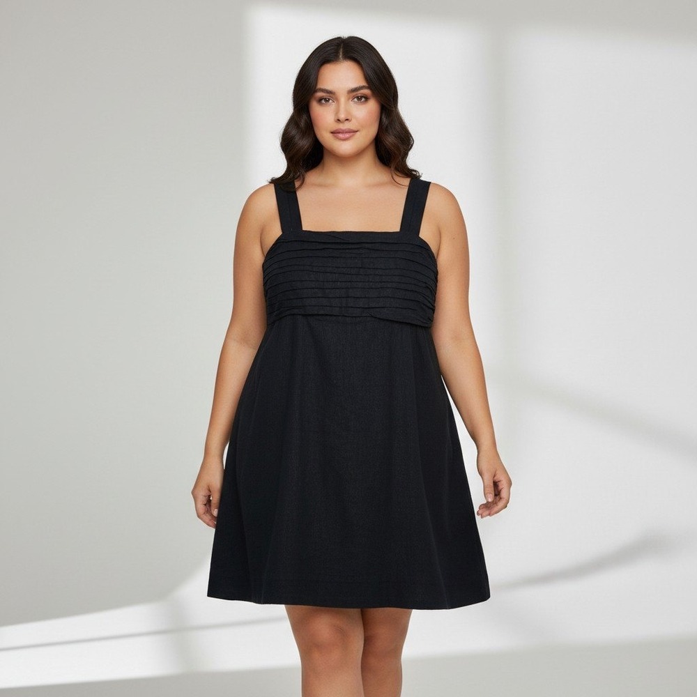 Abercrombie & Fitch Womens Black Linen Blend Pleated Smocked‎ Romper Size XLT
